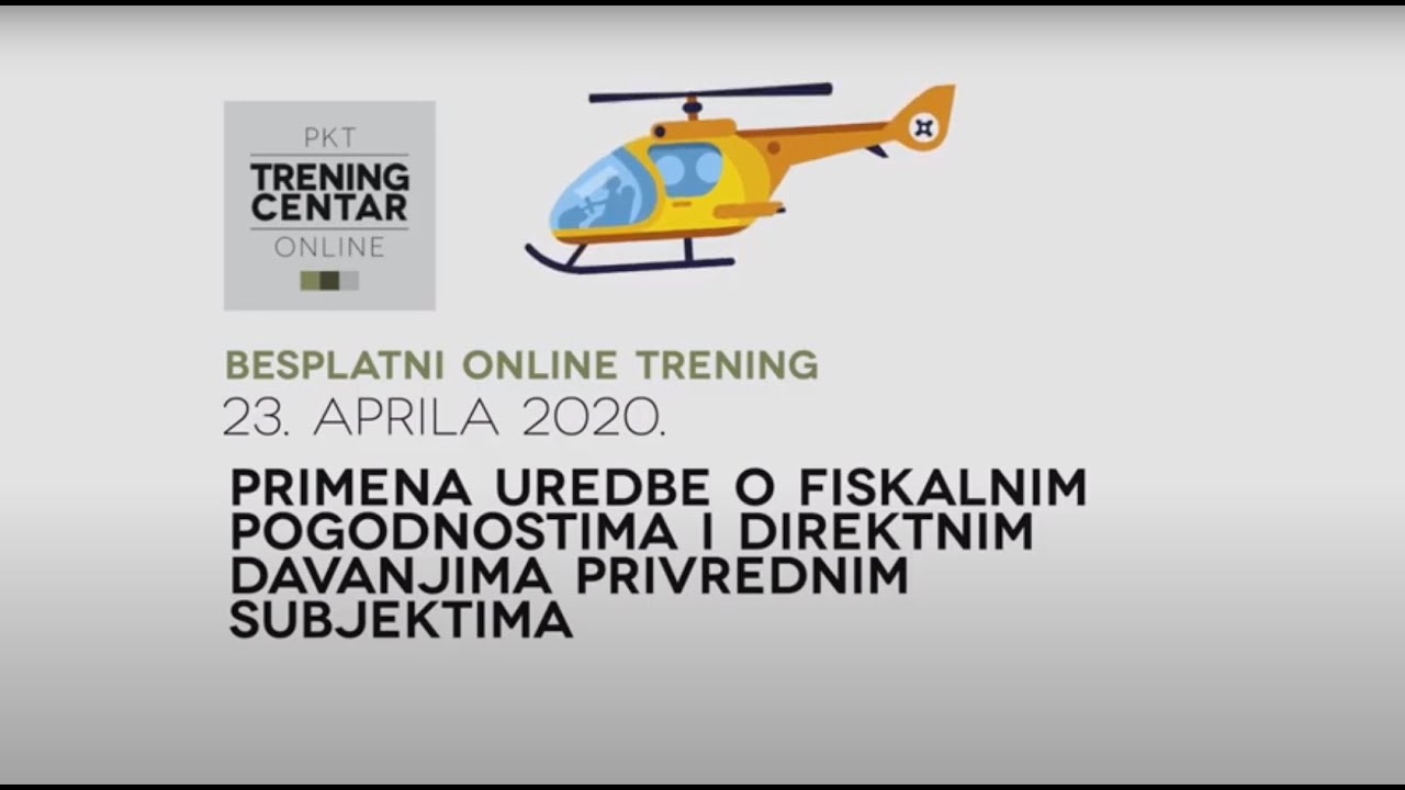 Primena Uredbe o fiskalnim pogodnostima i direktnim davanjima privrednim subjektima (online trening)