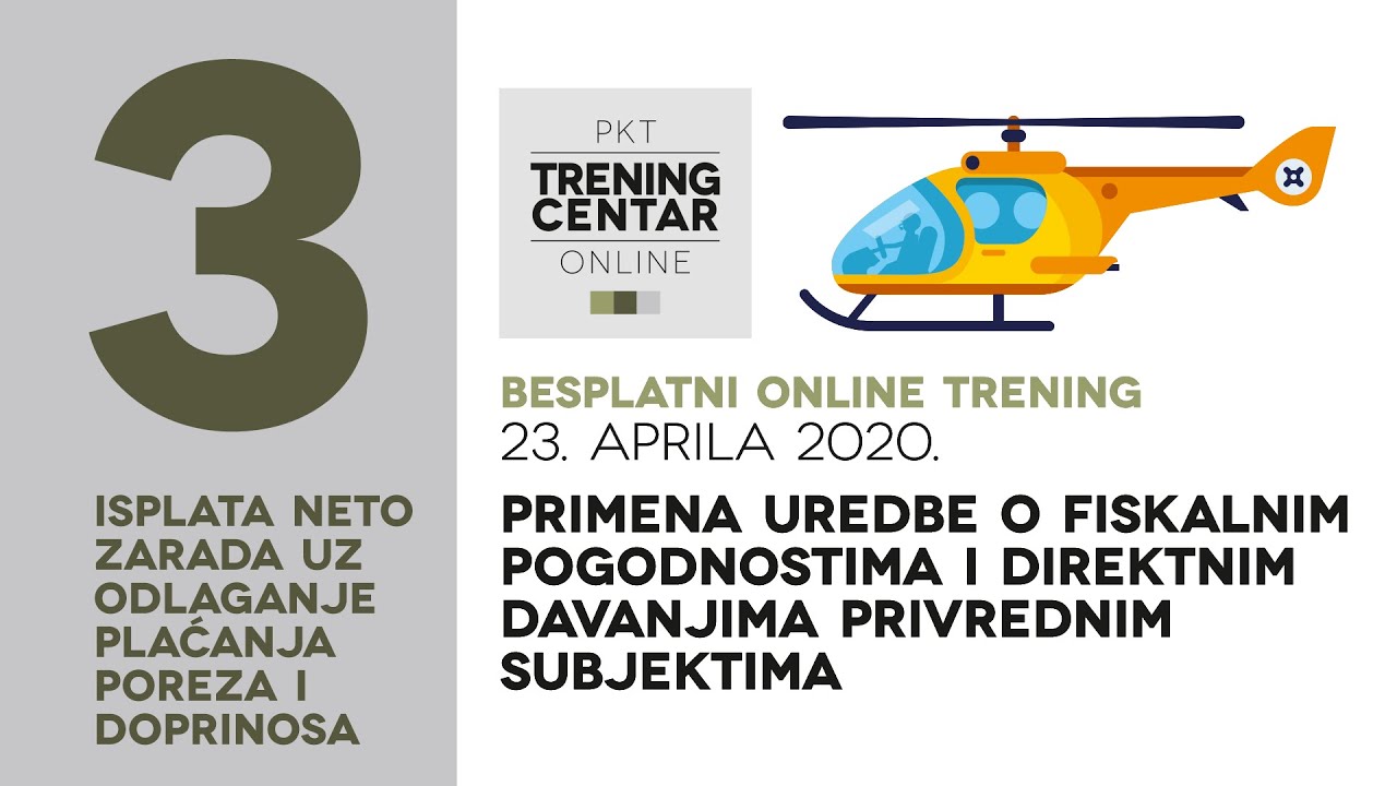 Primena Uredbe o fiskalnim pogodnostima i direktnim davanjima | 3. deo online treninga