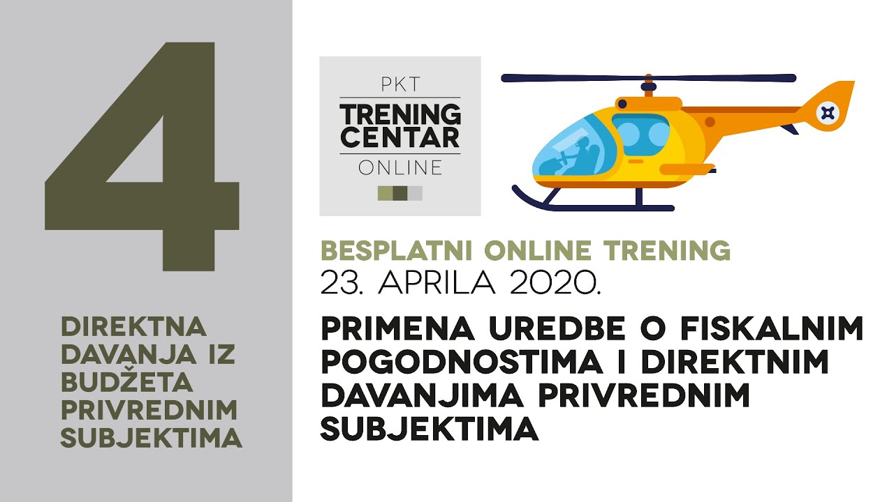 Primena Uredbe o fiskalnim pogodnostima i direktnim davanjima | 4. deo online treninga