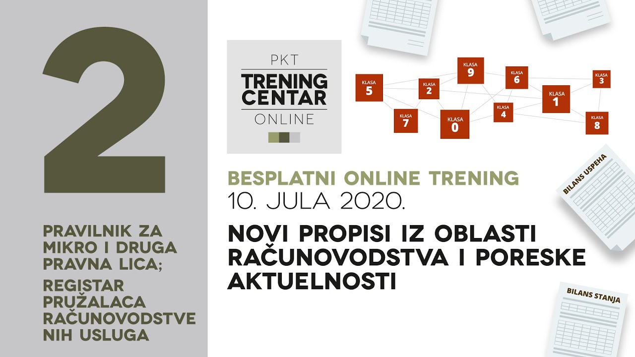 Novi propisi iz oblasti računovodstva i poreske aktuelnosti | 2. deo online treninga